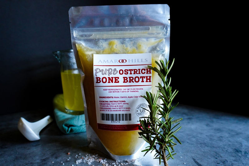 Ostrich Bone Broth. Pure and Clear. No Spices.